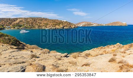 Chrysopigi Bay With The Main Beach Of Apocofto With Amazing Turquoise Waters. Sifnos Island, Cyclade