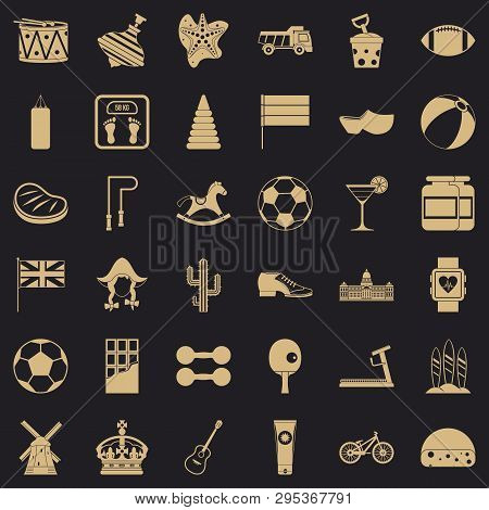 Country Icons Set. Simple Style Of 36 Country Icons For Web For Any Design