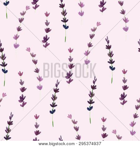 Pink And Purple Lavender Watercolor Floral Pattern Design
