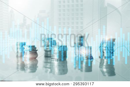 Andle Chart. Business Analysis, Financial Investment Concept. Economic Trend And Blurred Background 