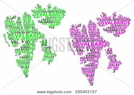Sketch Svalbard Letter Text Map, Svalbard (kingdom Of Norway,  Norwegian Archipelago) - In The Shape