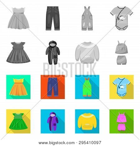 Vector Illustration Of Fashion And Garment Icon. Set Of Fashion And Cotton Vector Icon For Stock.