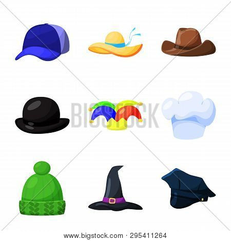 Vector Illustration Of Headgear And Napper Icon. Set Of Headgear And Helmet Vector Icon For Stock.