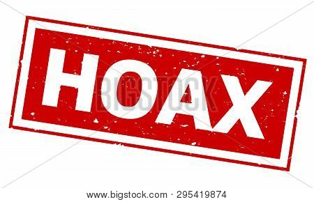 Word Hoax On Red Rubber Stamp Print