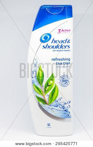 Pruszcz Gdanski, Poland - March 7, 2019: Head & Shoulders Anit-dandruff Shampoo. Refreshing Tea Tree