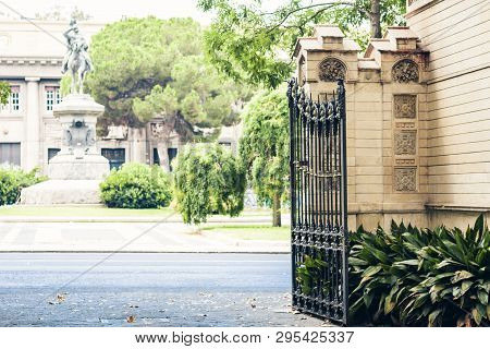 Decorative Wrought Iron Gate Or Entranceway In Parco Bellini, Catania, Sicily, Italy