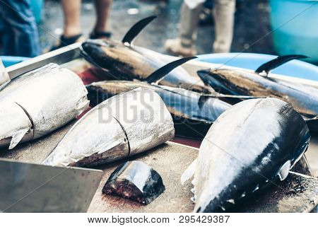 Fresh Fish For Sale In The Fish Market Pescheria Of Catania, Sicily, Italy
