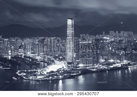 Victoria Harbor Of Hong Kong City At Night