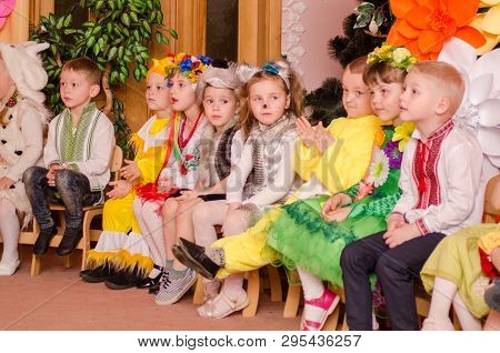 Ukraina, Lutsk, 13 March 2018. Kindergarten Is The Fifth. Childrens Holiday Matinee . Children Presc