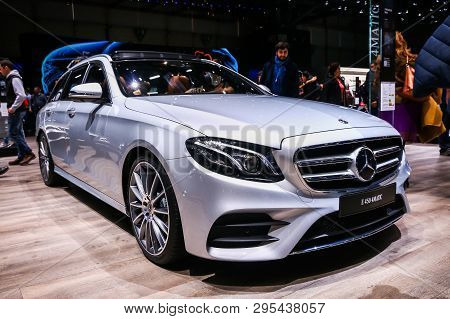 Geneva, Switzerland - March 11, 2019:  Motor Car Mercedes-benz S213 E450 Presented At The Annual Gen