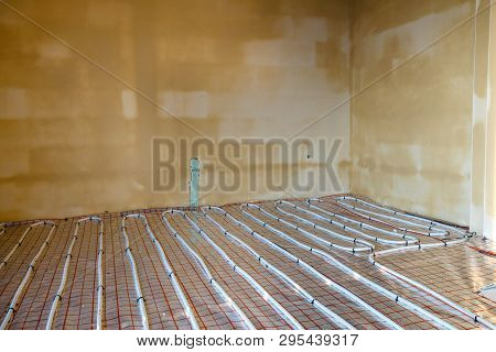 Close Up On Water Floor Heating System Interior