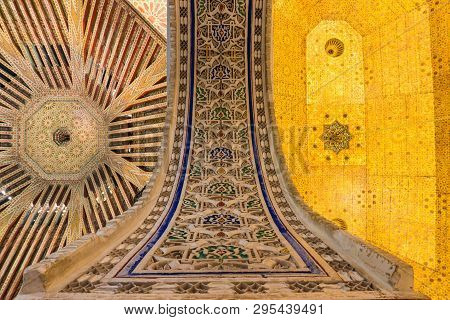 Marrakesh, Morocco - Jan 20: Moroccan Architecture Traditional Arabian Design - Rich Riyad Dar Si Sa