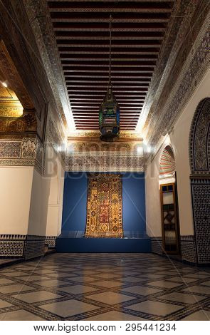 Marrakesh, Morocco - Jan 20: Moroccan Architecture Traditional Arabian Design - Rich Riyad Dar Si Sa