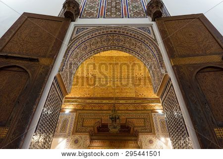 Marrakesh, Morocco - Jan 20: Moroccan Architecture Traditional Arabian Design - Rich Riyad Dar Si Sa