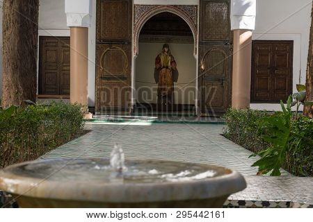 Marrakesh, Morocco - Jan 20: Moroccan Architecture Traditional Arabian Design - Rich Riyad Dar Si Sa