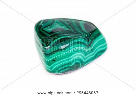 Macro Mineral Stone Malachite On White Background
