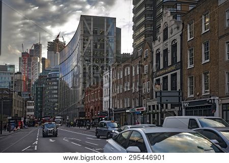 London - February 17, 2019: View Of The District Near Shoreditch High Street In East London Near Bri