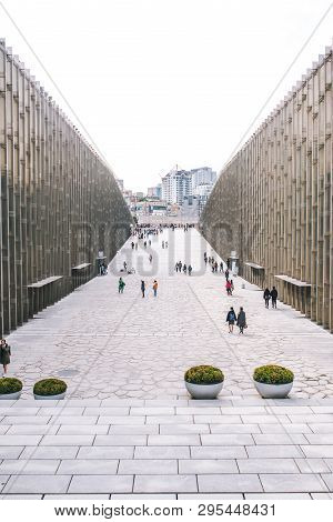 Seoul, South Korea,26 October 2016: Student And Traveler Walk At Ewha Womans University
