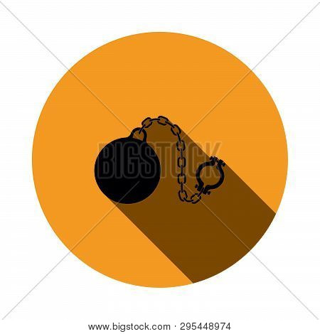 Fetter With Ball Icon. Flat Design Circle With Long Shadow. Vector Illustration.