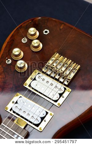 The Body Of Electric Guitar In Red Wood.
