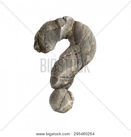 Rock interrogation point - 3d boulder symbol isolated on white background. this alphabet is perfect for creative illustrations related but not limited to nature, ecology, environment...
