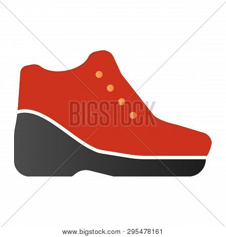 Warm Shoes On Platform Flat Icon. Autamn Shoes On Heels Color Icons In Trendy Flat Style. Footwear G