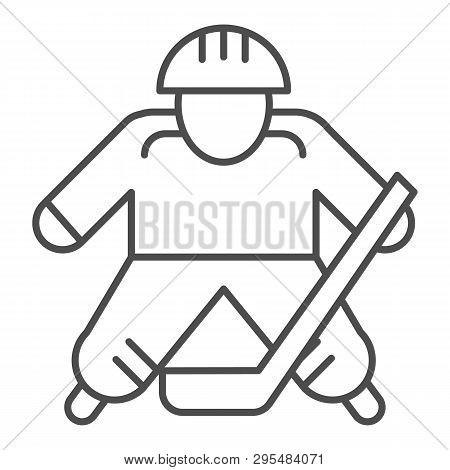 Hokey Player Thin Line Icon. Ice Hockey Player Vector Illustration Isolated On White. Sportsman Outl