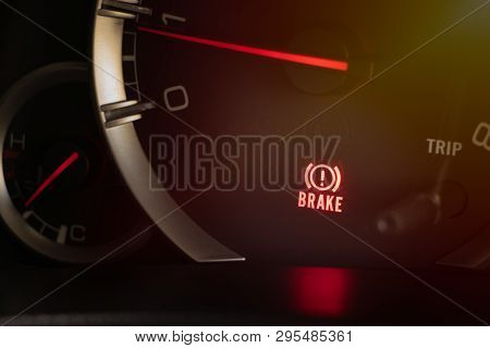 The Warning Light Handbrake In Car Dashboard