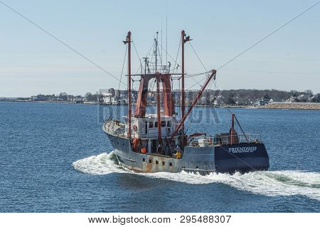 New Bedford, Massachusetts, Usa - April 11, 2019: Commercial Fishing Vessel Friendship Crossing New 