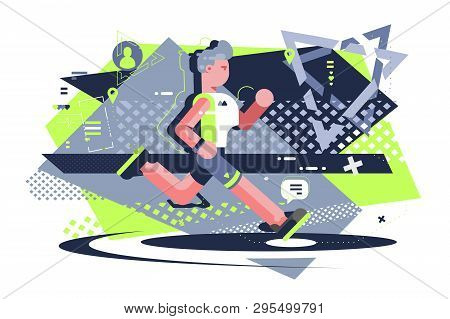 Scamper On Training Vector Illustration. Athletic Man