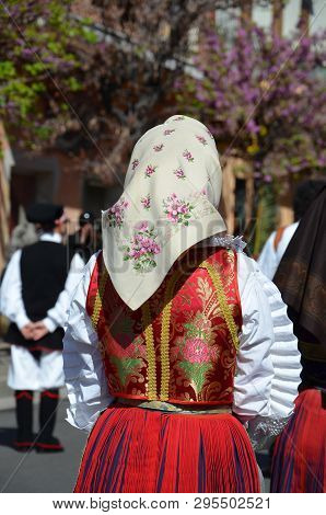 Folk Of Sardinia, Detail Of A Traditional Sardinian Costume