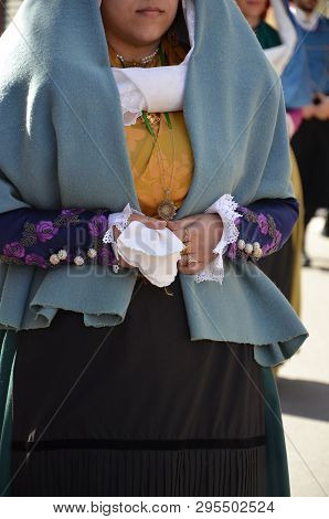 Folk Of Sardinia, Detail Of A Traditional Sardinian Costume