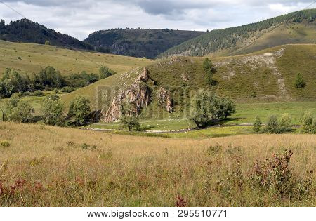 The Mountain River Yarovka In The Village Of Generalka Of The Altai Territory. Western Siberia. Russ