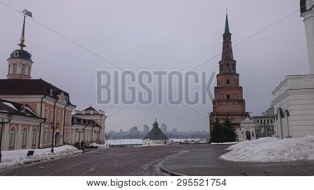Soyembika Leaning Tower Khans Mosque, Circa 1690 Unesco World Heritage Site. The Most Familiar Landm