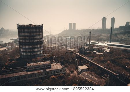 CHONGQING, CHINA â MARCH 13: Chongqing Iron & Steel Co. old site aerial view on March 13, 2018 in Chongqing. It is now an Industrial Museum and the symbolic site of the steel industry in Chongqing. 