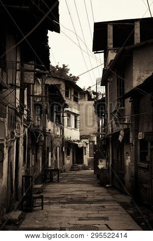CHONGQING, CHINA â MARCH 13: Xiahao Old street with buildings on March 13, 2018 in Chongqing. With 17M population, it is the most populous Chinese municipality.