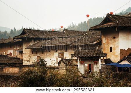 FUJIAN, CHINA â MARCH 2, 2018: Traditional rural buildings of Hakka in Fujian province, China.