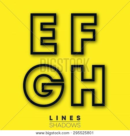 Letters Linear Design. Set Of Letter E, F, G, H Template For Logo Or Icon