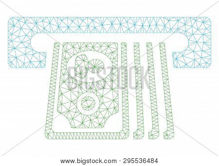 Mesh Atm Insert Cash Polygonal 2d Illustration. Abstract Mesh Lines And Dots Form Triangular Atm Ins