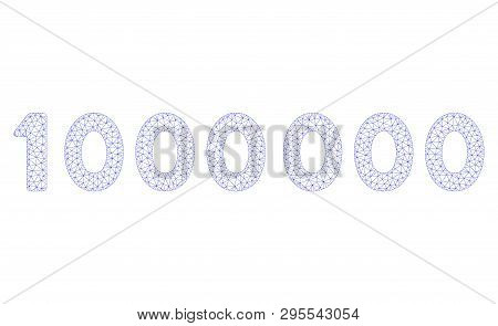 Mesh 1000000 Digits Text Polygonal Icon Illustration. Abstract Mesh Lines And Dots Form Triangular 1