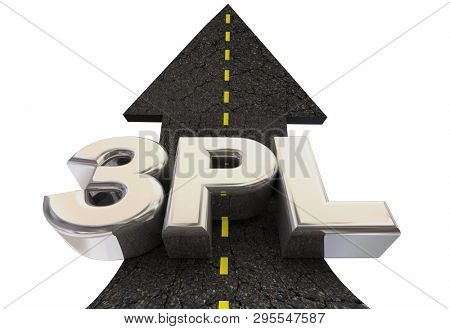 3PL Third Party Logistics Company Service Road Arrow 3d Illustration