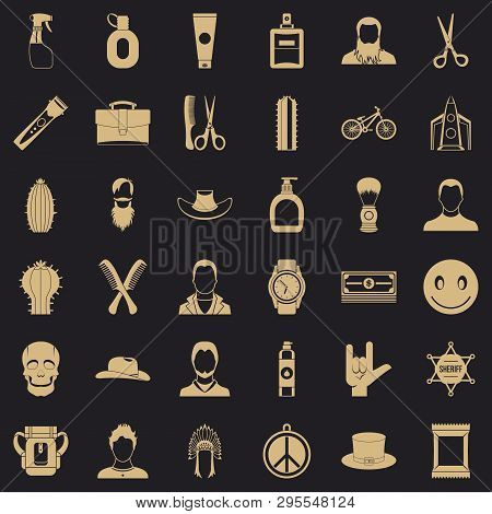 Hair Salon Icons Set. Simple Style Of 36 Hair Salon Icons For Web For Any Design