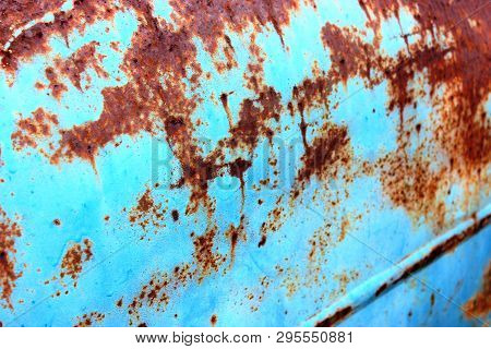 Rusted Blue Metal Machinery For Use As A Background