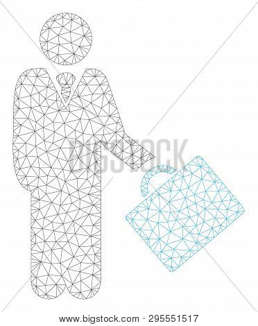 Mesh Account Manager Polygonal 2d Illustration. Abstract Mesh Lines And Dots Form Triangular Account