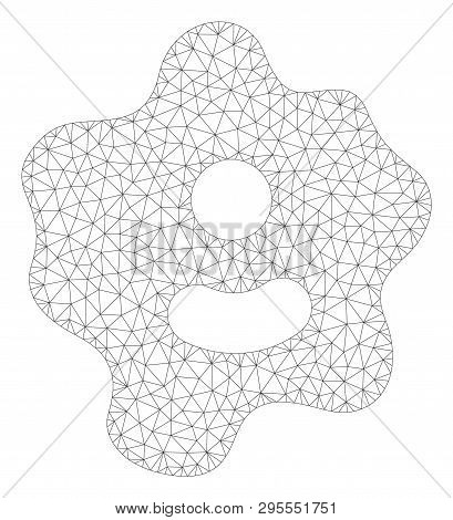 Mesh Ameba Polygonal Icon Illustration. Abstract Mesh Lines And Dots Form Triangular Ameba. Wire Fra