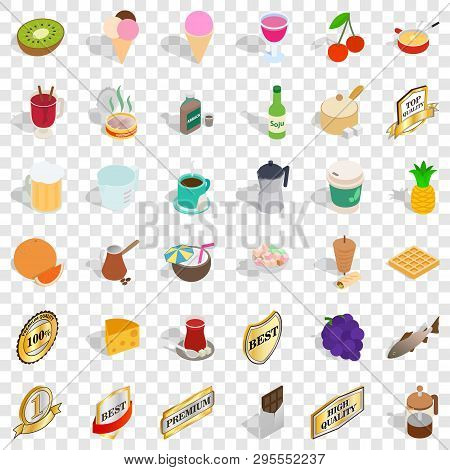 Best Drink Icons Set. Isometric Style Of 36 Best Drink Icons For Web For Any Design