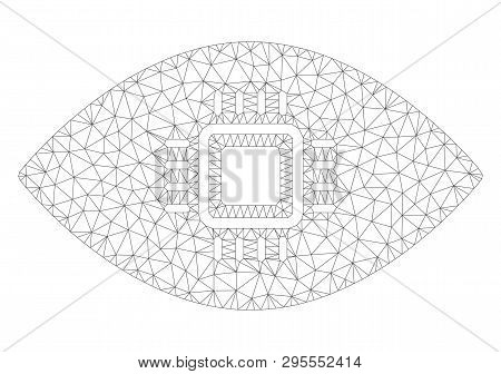 Mesh Artificial Vision Polygonal 2d Illustration. Abstract Mesh Lines And Dots Form Triangular Artif