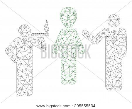 Mesh Alien Contacts Polygonal 2d Illustration. Abstract Mesh Lines And Dots Form Triangular Alien Co