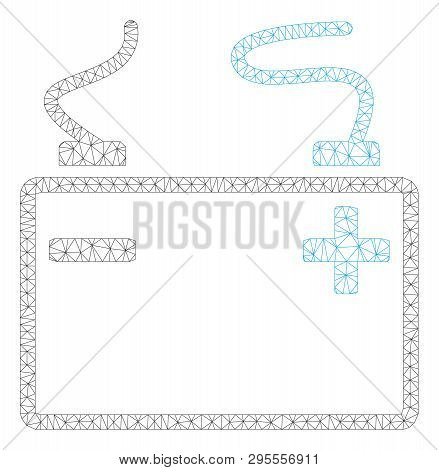 Mesh Accumulator Polygonal 2d Illustration. Abstract Mesh Lines And Dots Form Triangular Accumulator