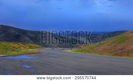 Cloudy drive by Jordanelle reservoir in Utah